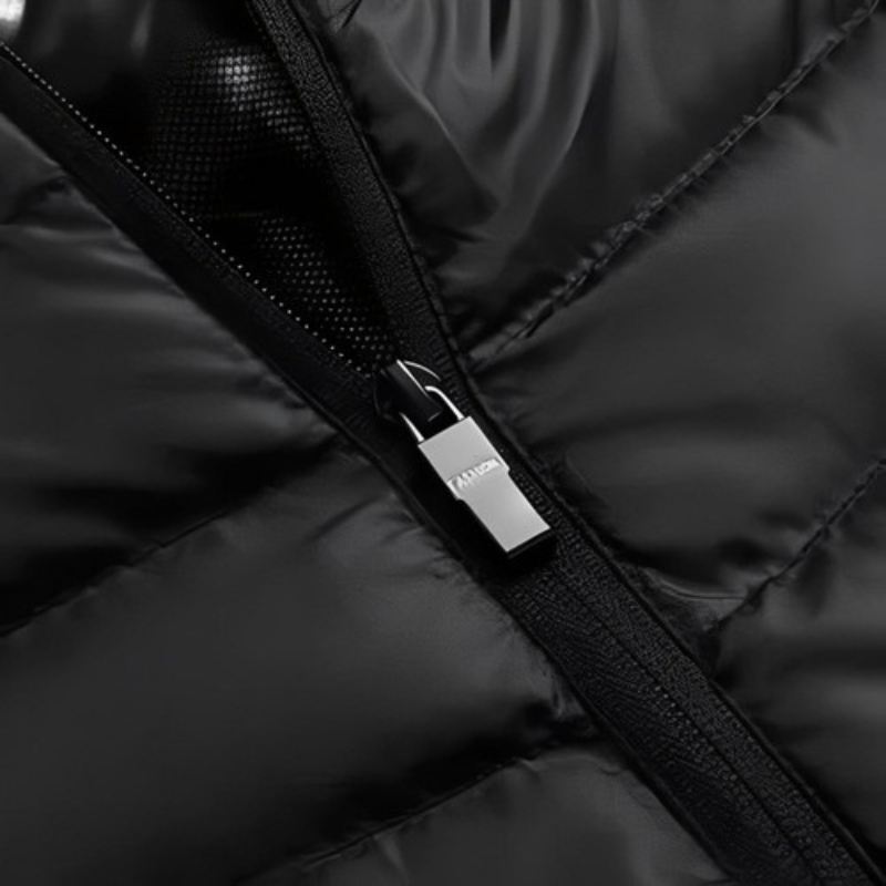 Men's quilted jacket | Solid color with hood