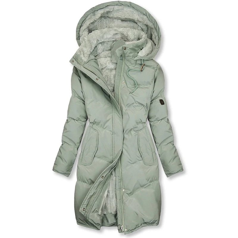 Damen Lange Winterjacke | Gefutterd mit Kapuze