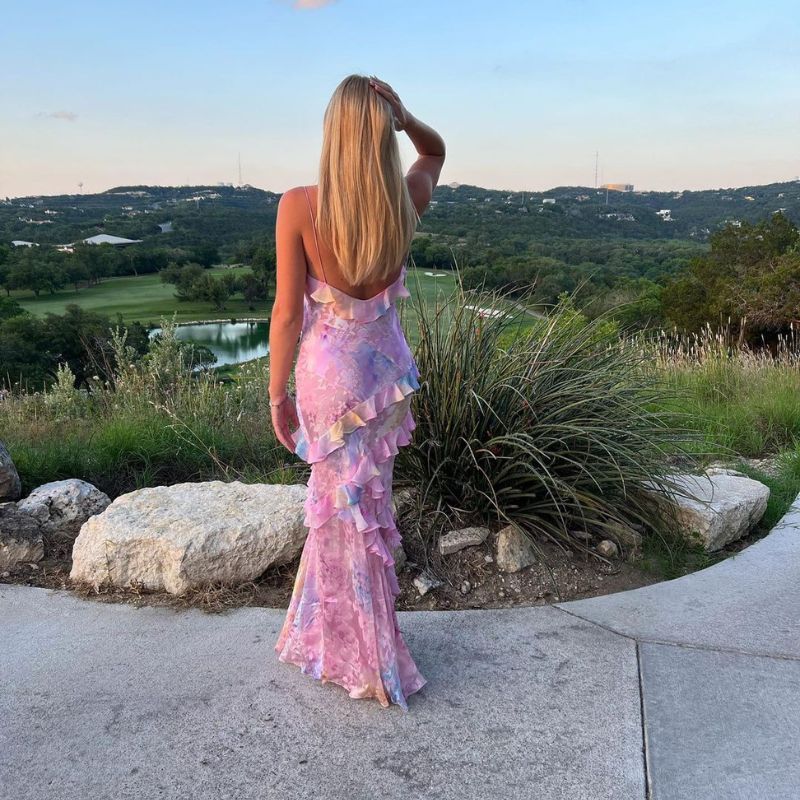Rüschen Hochzeitsgast Kleid | Maxi