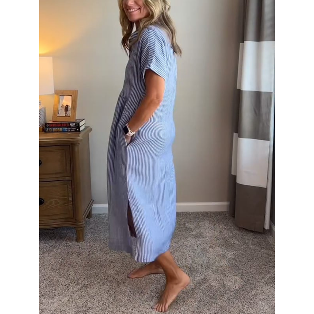 Hemdblusenkleid Gestreift | Mit Knöpfen
