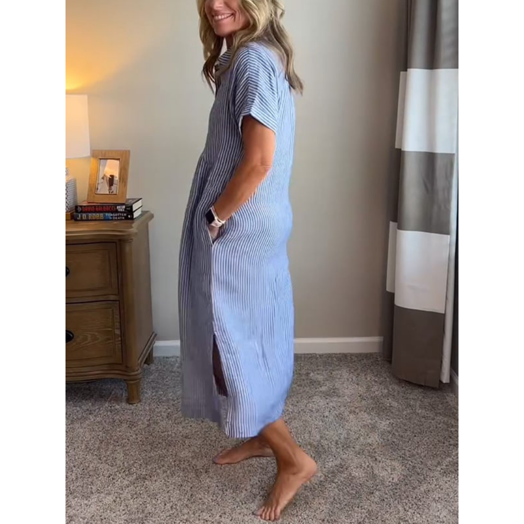 Hemdblusenkleid Gestreift | Mit Knöpfen