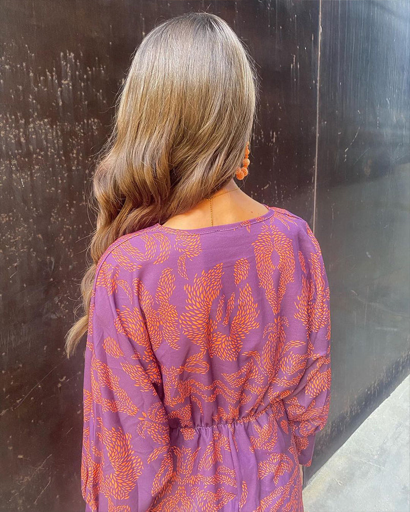 Romana | Midi-Wickelkleid mit V-Ausschnitt und langen Ärmeln für Damen