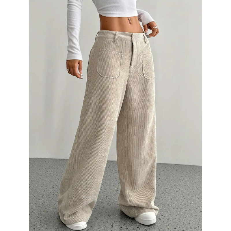 Women's Corduroy Trousers | High Waisted | Wide Fit