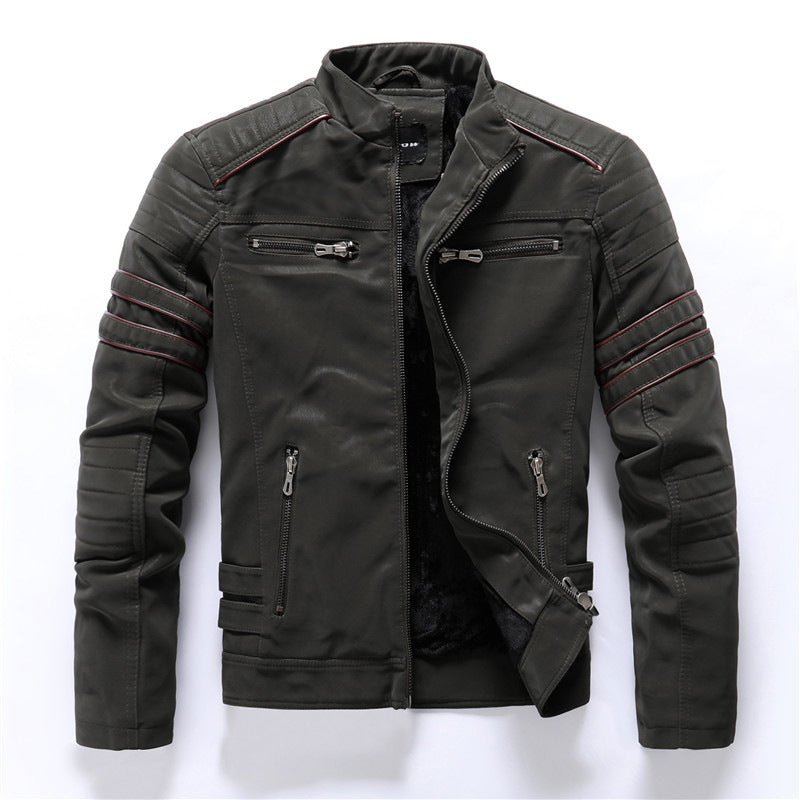 Bikerjacke Für Herren | Lederjacke mit Reißverschluss