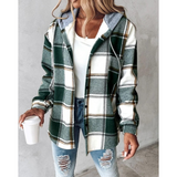 Women's Winter Hoodie | Checkered & Button-Facing