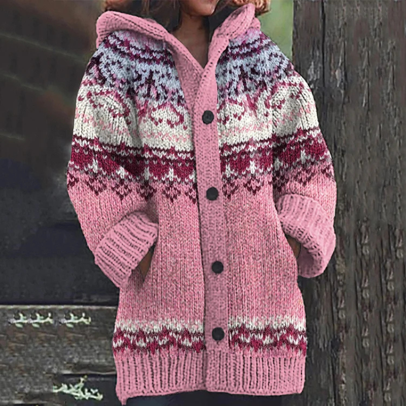 Women's Long Cardigan | With Hood & Buttons
