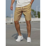 Men's short summer trousers with adjustable high waist