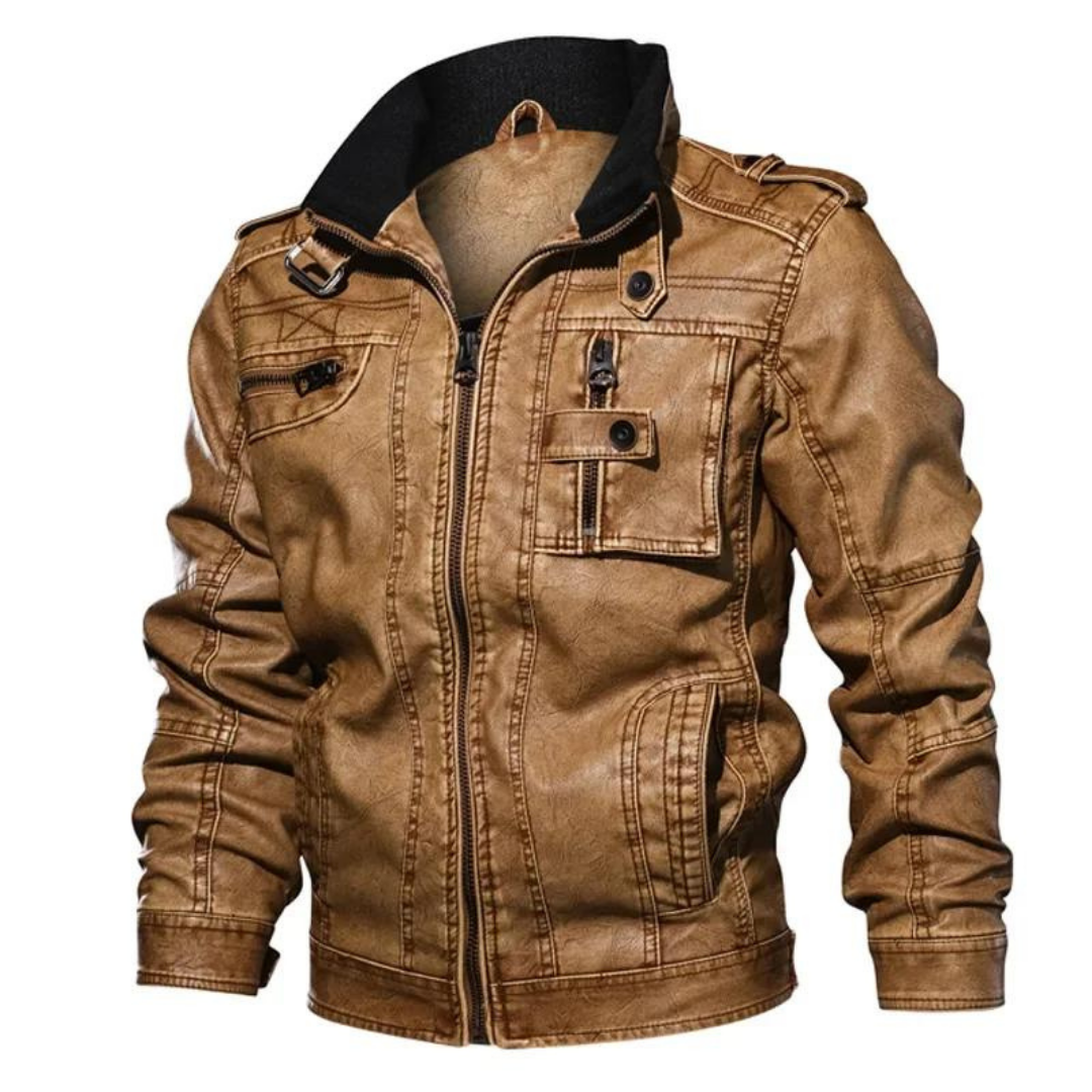 Benno | Lederjacke mit hohem Kragen für Herren-Braun-S-Becker Boutique