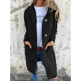 Women's Long Cardigan | With Hood & Large Buttons