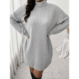Women's winter knitted dress mini | With turtleneck