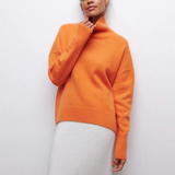 Women's Sweater | Oversized Knit Sweater with Stand-Up Collar