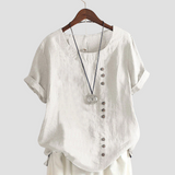 Anne | Women's blouse with a solid-color button design and short sleeves moda