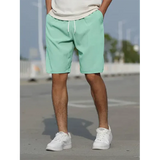 Men's short summer trousers with adjustable high waist