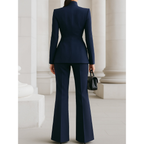Women’s Pantsuit | Stand Collar Blazer & Loose Pants