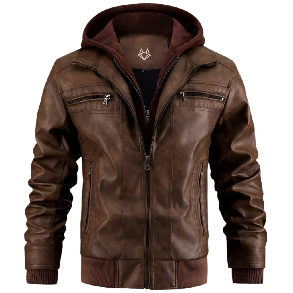Men's winter jacket with hood and zipper