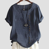 Anne | Women's blouse with a solid-color button design and short sleeves moda