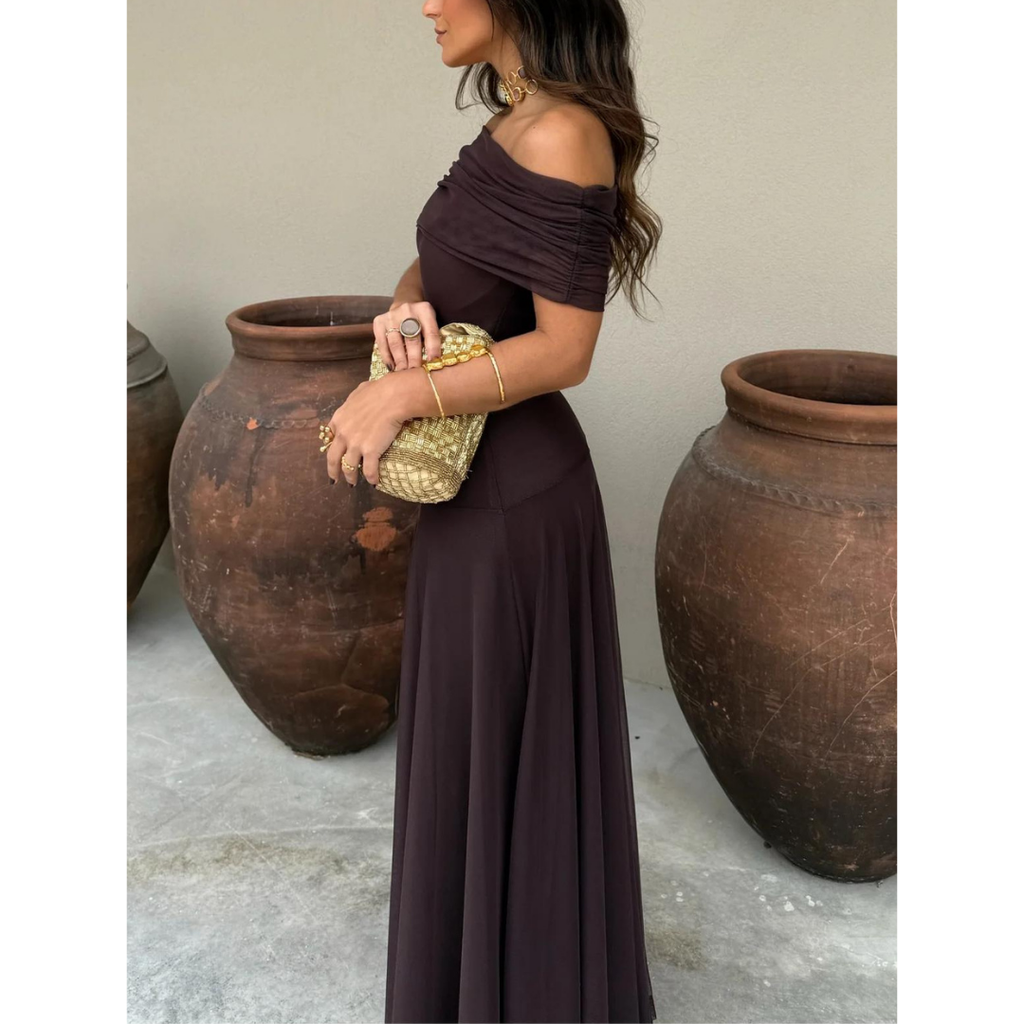 Chiffon Abendkleid | Off-Shoulder | Maxikleid