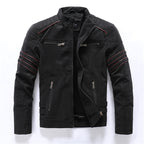 Bikerjacke Für Herren | Lederjacke mit Reißverschluss