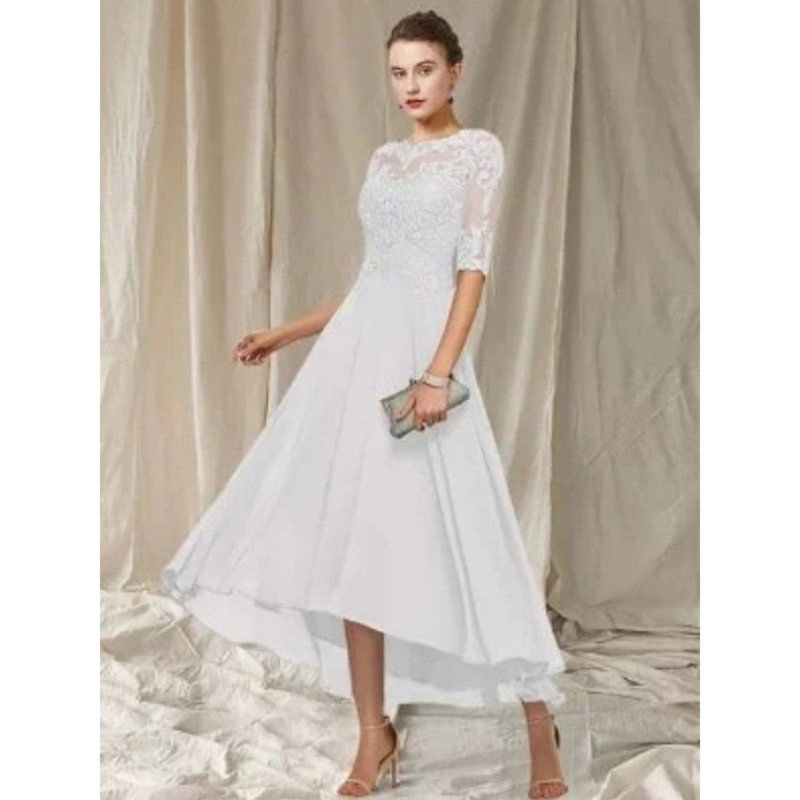 Abendkleid Mit 3/4 Ärmeln Für Damen | Midi