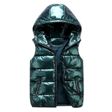 Women's Puffer Vest | Metallic & Hooded