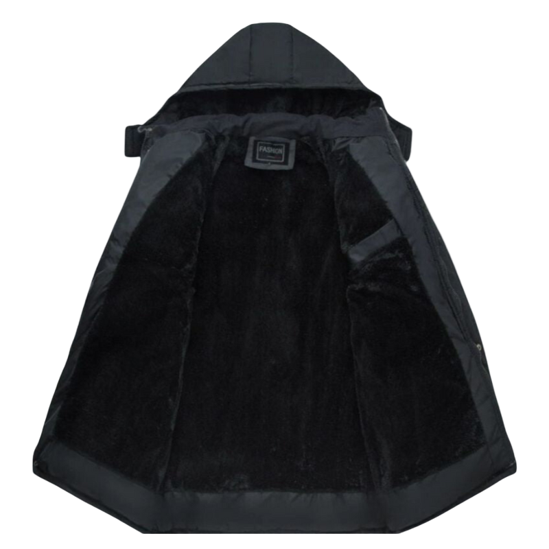 Black lined winter coat for men