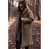 Women's Teddy Coat with Hood | Long