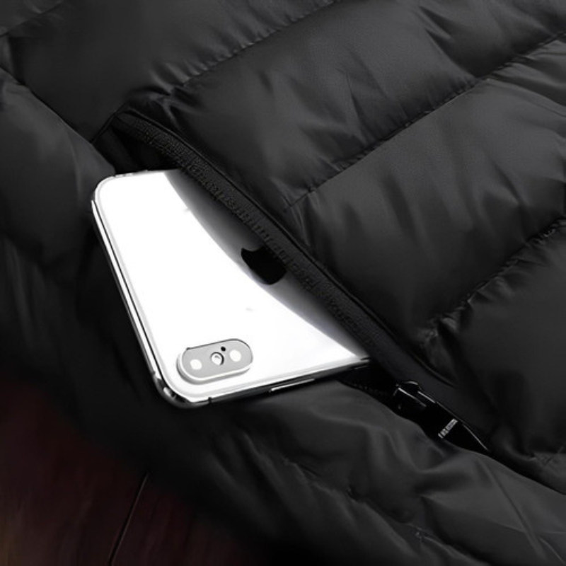 Men's quilted jacket | Solid color with hood