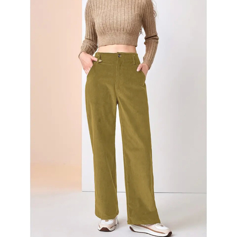 Women's Corduroy Trousers, Casual Style | Wide Leg