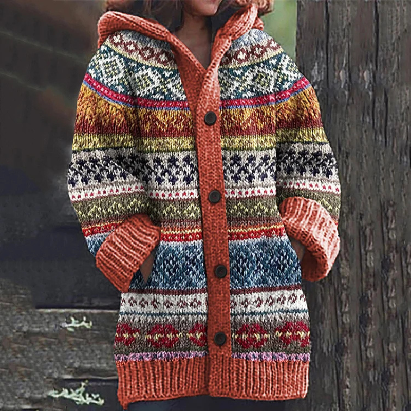 Women's Long Cardigan | With Hood & Buttons