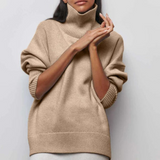 Women's Sweater | Oversized Knit Sweater with Stand-Up Collar