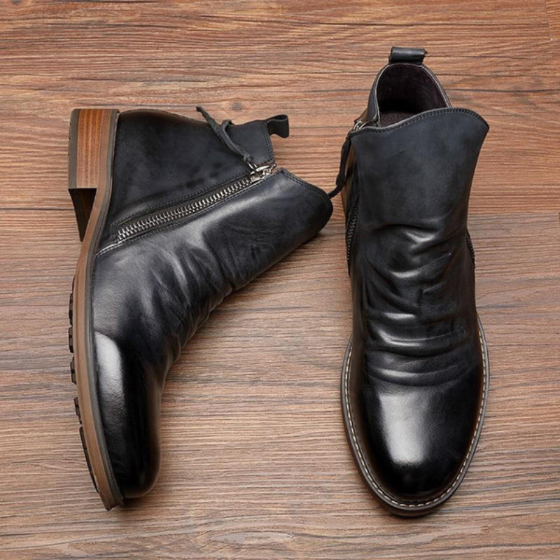 Herren Leder Stiefel | Casual mit Reißverschluss