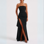 Sienna | Damen Abendkleid Schwarz Ohne Träger mit Rückenausschnitt