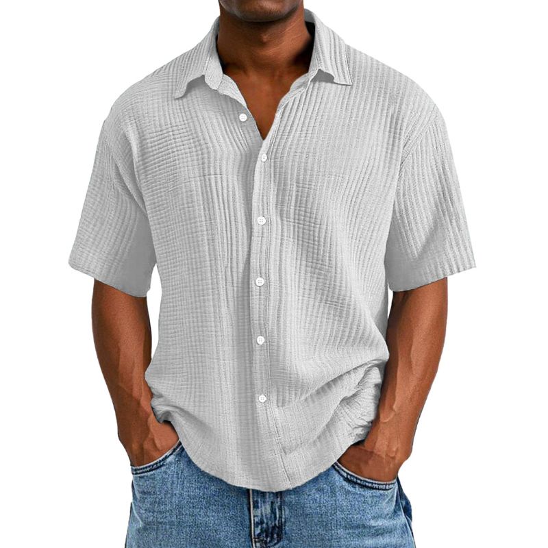 Cain | Herren Leichte Hemd | Kurzarm Leinen stil