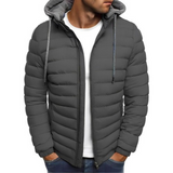 Men's quilted jacket | Solid color with hood