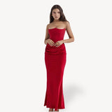 Jasira | Strapless Wedding Guest Dress | Maxi