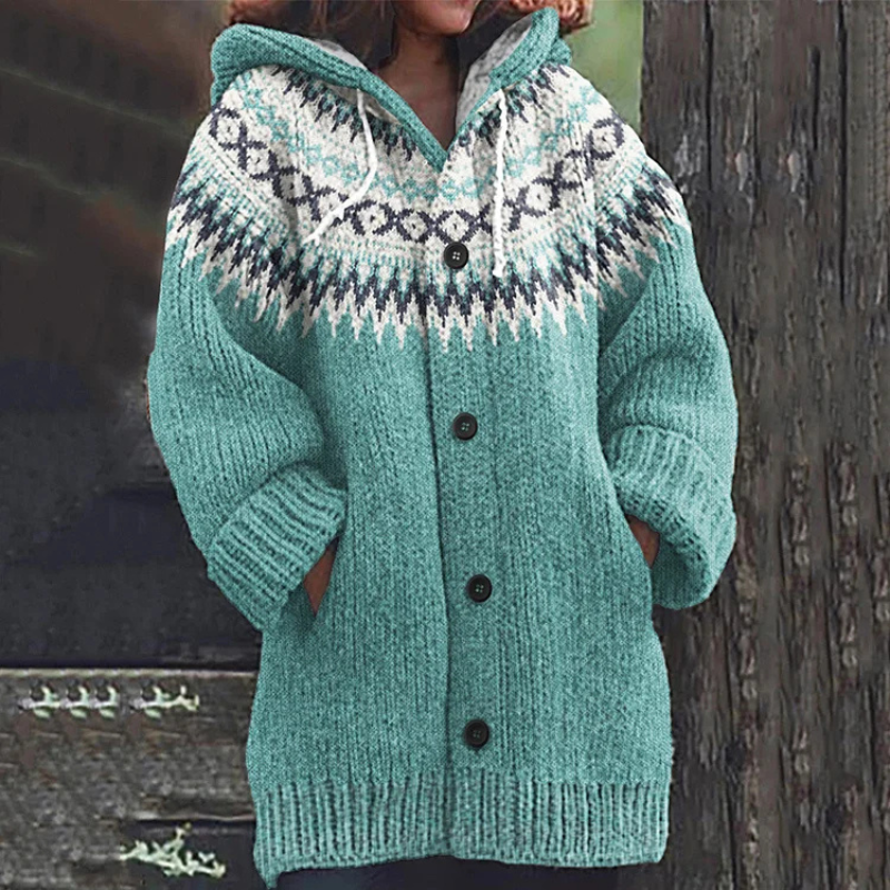 Women's Long Cardigan | With Hood & Buttons