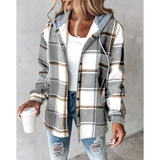 Women's Winter Hoodie | Checkered & Button-Facing