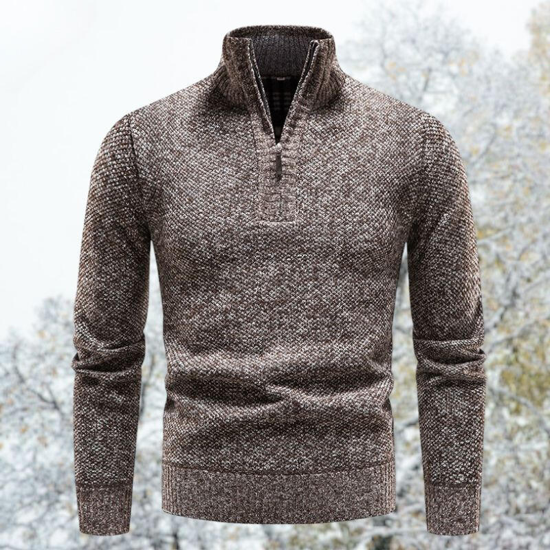 Paul | Strickpullover mit hohem Kragen und halbem Reißverschluss