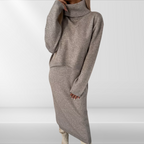 Jersey knit dress set with roll neck | Maxi dress | Odette