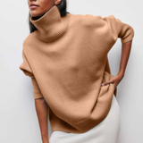 Women's Sweater | Oversized Knit Sweater with Stand-Up Collar