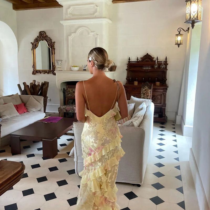 Rüschen Hochzeitsgast Kleid | Maxi