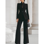 Women’s Pantsuit | Stand Collar Blazer & Loose Pants