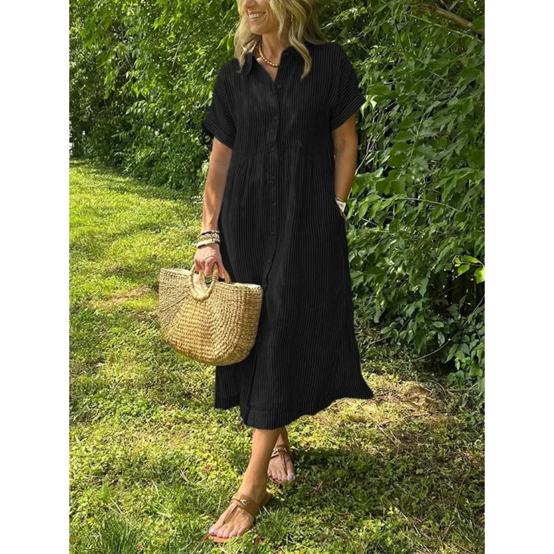 Hemdblusenkleid Gestreift | Mit Knöpfen