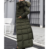 Women's Long Puffer Coat | With Faux Fur Collar
