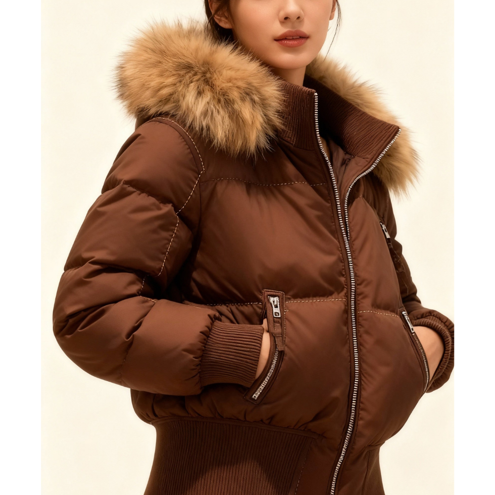 Damen Steppjacke | Winterjacke mit Abnehmbarer Kapuze