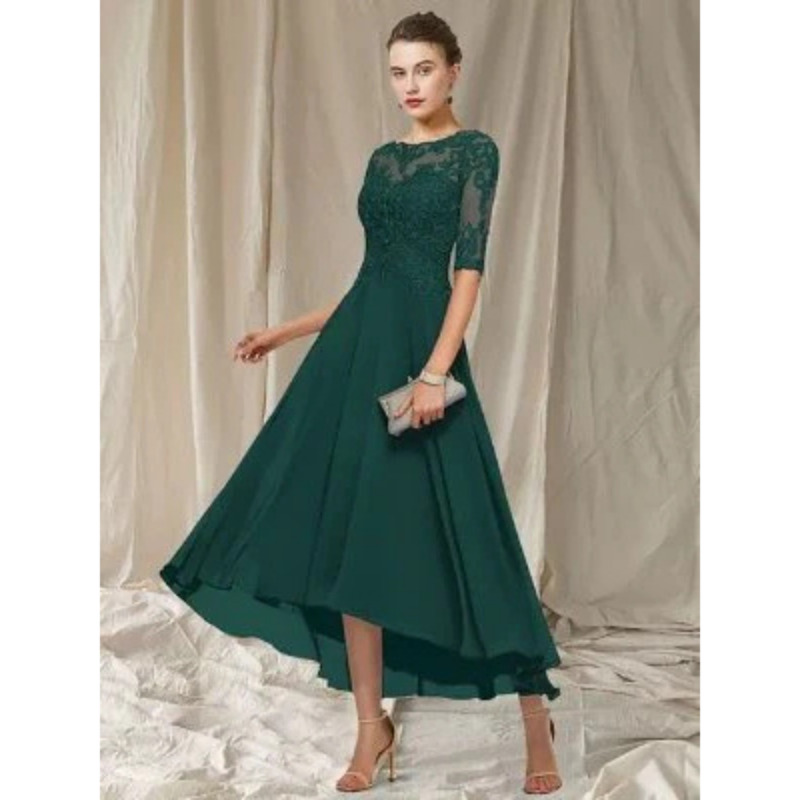 Abendkleid Mit 3/4 Ärmeln Für Damen | Midi