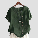 Anne | Women's blouse with a solid-color button design and short sleeves moda