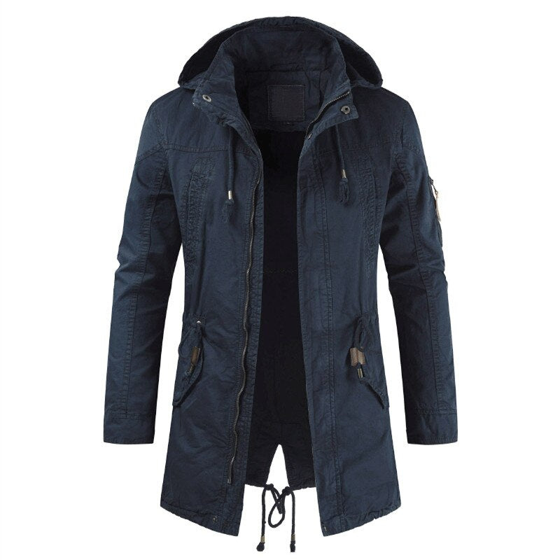 Herren Lange Feldjacke | Mit Kapuze