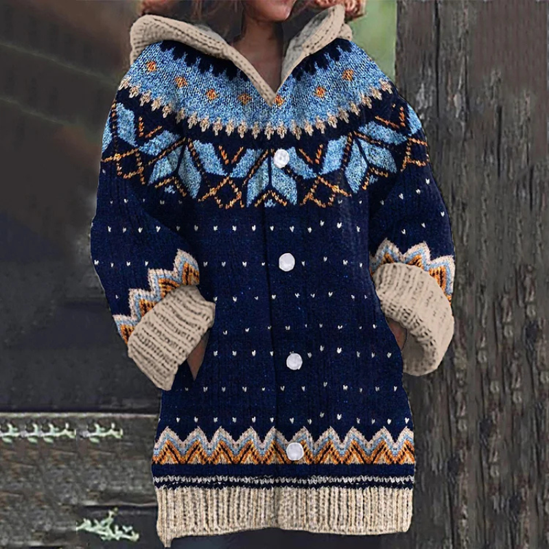 Women's Long Cardigan | With Hood & Buttons