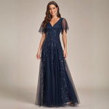 Fiora | Women's Wedding Guest Dress | V-Neck and Sequins